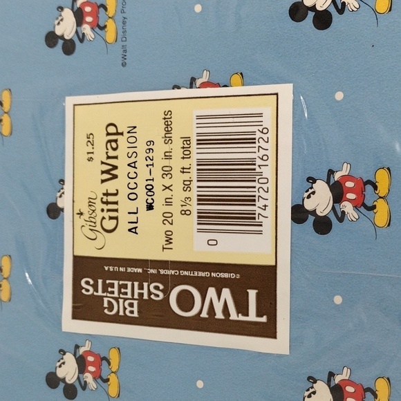 Vintage Gibson Mickey and Minnie Mouse Wrapping Paper 3 Packs - Picture 4 of 6